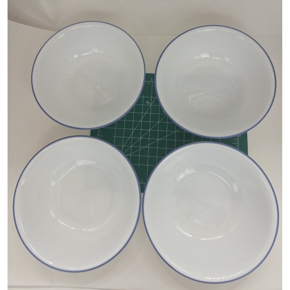Corelle Vitrelle Set Of 4 Light Blue Rimmed 6 1/4 Inch Soup Cereal Bowls USA